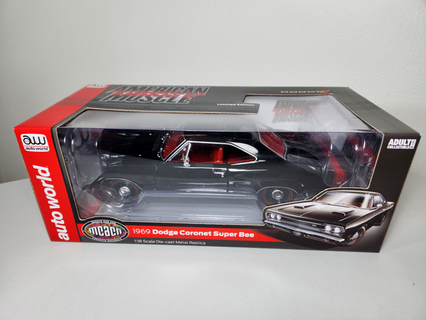 1:18 1969 Dodge Coronet Super Bee, Gloss Black, MCACN by Auto World