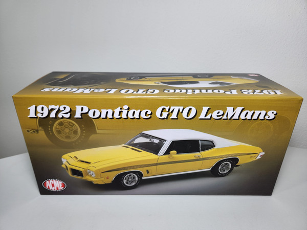 1:18 1972 Pontiac GTO LeMans, Monarch Yellow with White Vinyl Top by ACME