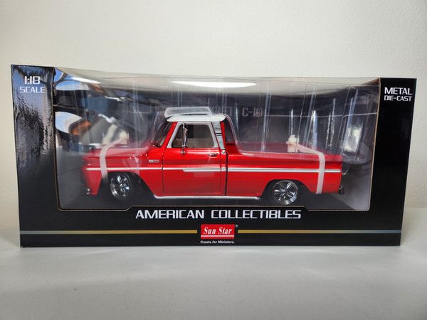 1:18 1965 Chevrolet C-10 Styleside Pickup, Lowrider, Red by Sun Star