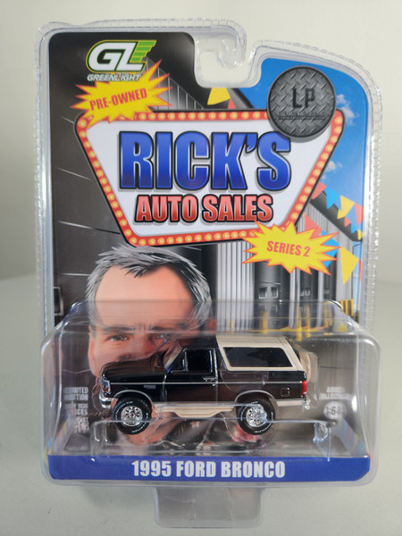 1:64 1995 Ford Bronco, Tan, Black Chrome Chase Edition, Rick's Auto Sales Series 2, LP Diecast Garage Exclusive by GreenLight