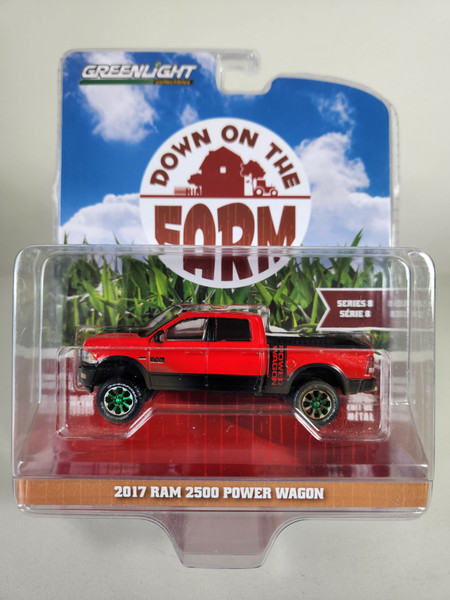1:64 Down on the Farm Series 8 - 2017 Ram 2500 Power Wagon - Red with Mud Spatter Green Machine