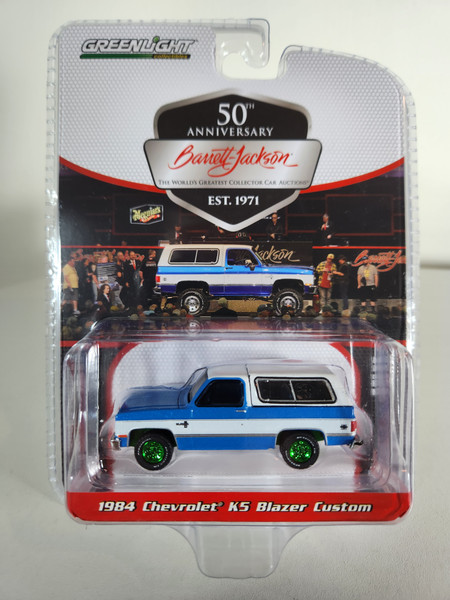 1:64 Barrett-Jackson 'Scottsdale Edition' Series 11 - 1984 Chevrolet K5 Blazer Custom (Lot #534) - Blue and White Green Machine