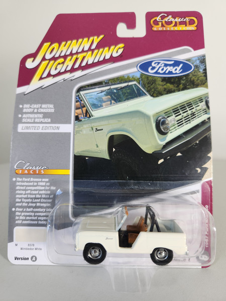 1:64 1967 Ford Bronco, Wimbledon White, Classic Gold Collection by Johnny Lightning