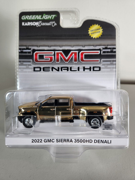 1:64 2022 GMC Sierra 3500HD Denali Dually - Gold Chrome Chase 2nd Edition, Karson Diecast Exclusive by GreenLight