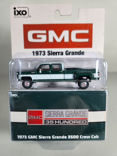 1:64 1973 GMC Sierra Grande 3500, Dually, Crew Cab, Square Body, Green & White by IXO