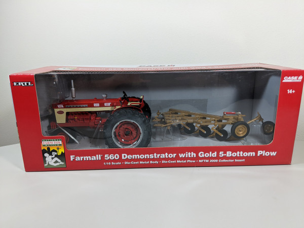 1:16 Farmall 560 Demonstrator Tractor with Gold 5 Bottom Plow, 2008 Museum Edition