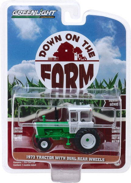 1:64 Down on the Farm Series 3 - 1972 Tractor with Dual Rear Wheels - White and Green