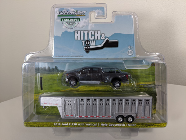 1:64 2019 Ford F-350 – Magnetic w/Ingot Silver 3 Hole Trailer – OMT Exclusive