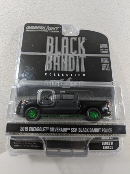1:64 Black Bandit Series 21 - 2019 Chevrolet Silverado SSV Police Version Green Machine