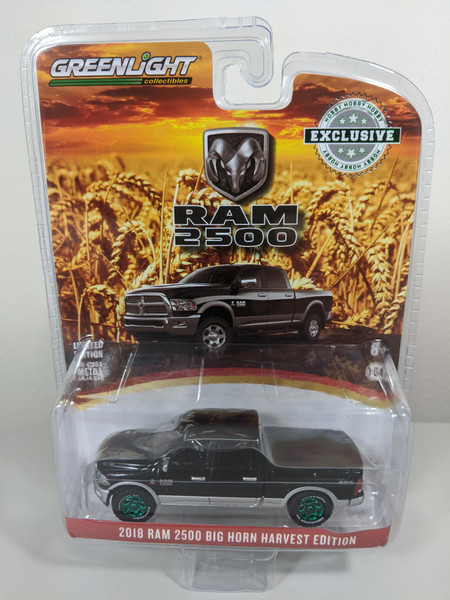 1:64 2018 Ram 2500 Big Horn - Harvest Edition - Brilliant Black and Bright Silver (Hobby Exclusive) Green Machine