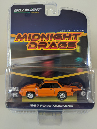 1:64 1987 Ford Fox Body Midnight Drags Mustang Coupe, Orange, LBE