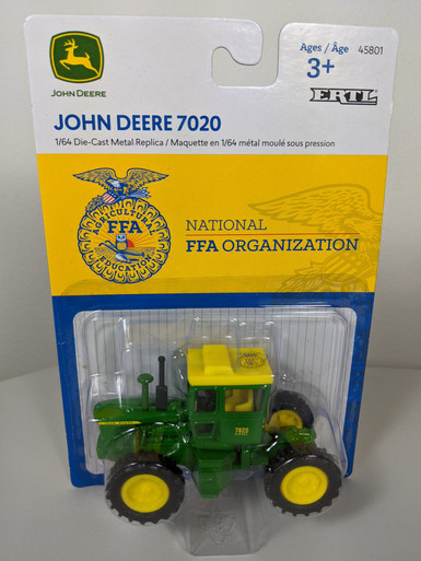 1:64 John Deere 7020 4WD Tractor with Yellow Cab Top and FFA