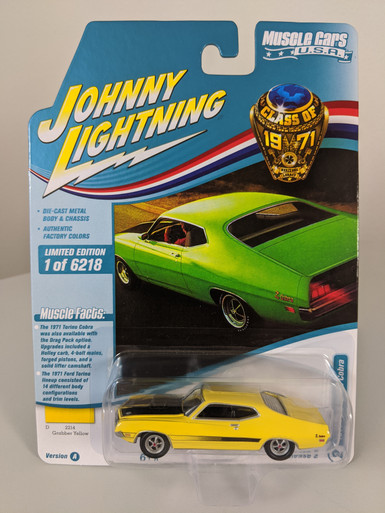 1971 Ford Torino Cobra, Grabber Yellow, Muscle Cars USA by Johnny Lightning