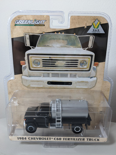 1:64 1984 Chevrolet C60 Fertilizer Truck, Black Cab, Silver Tank