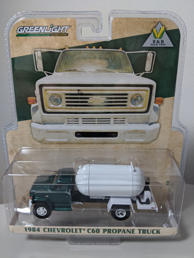 1:64 1984 Chevrolet C60 Propane Truck, Green Cab, White Tank, B&B