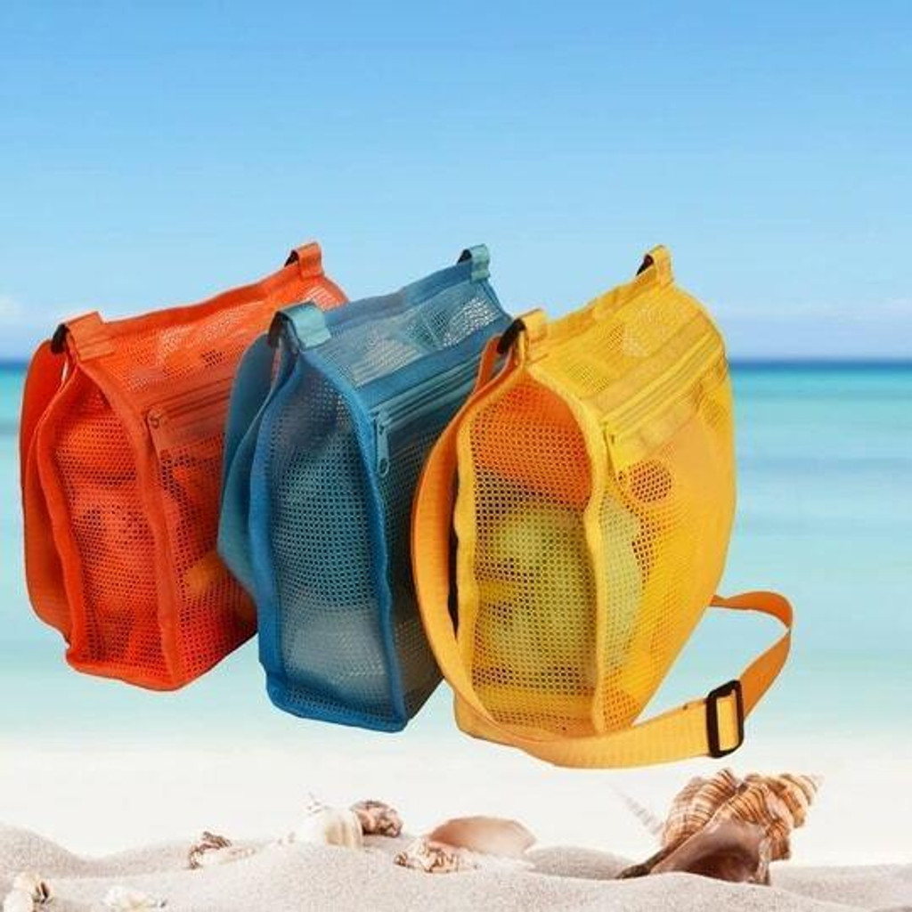 Mesh Beach & Seashell Zipper Bag