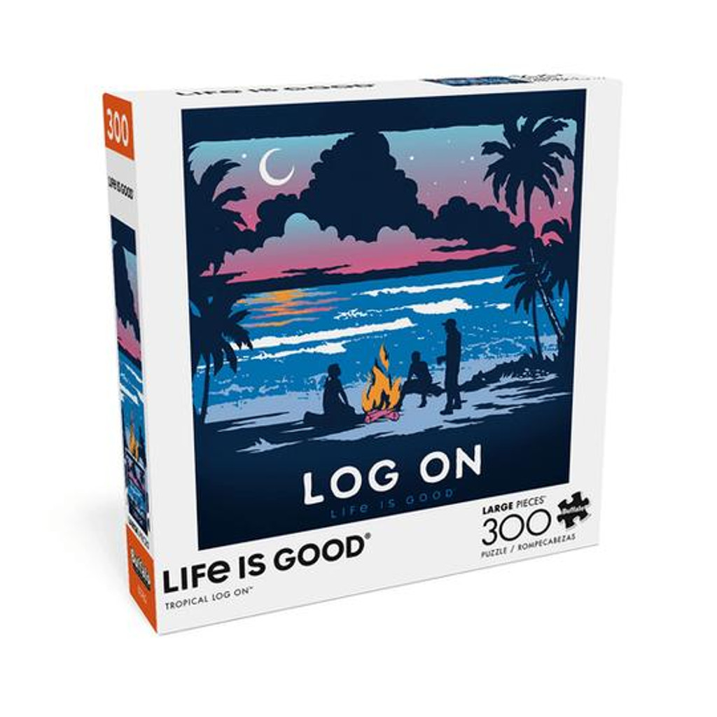  Life is Good Log On Beach Bonfire Jigsaw Puzzle 