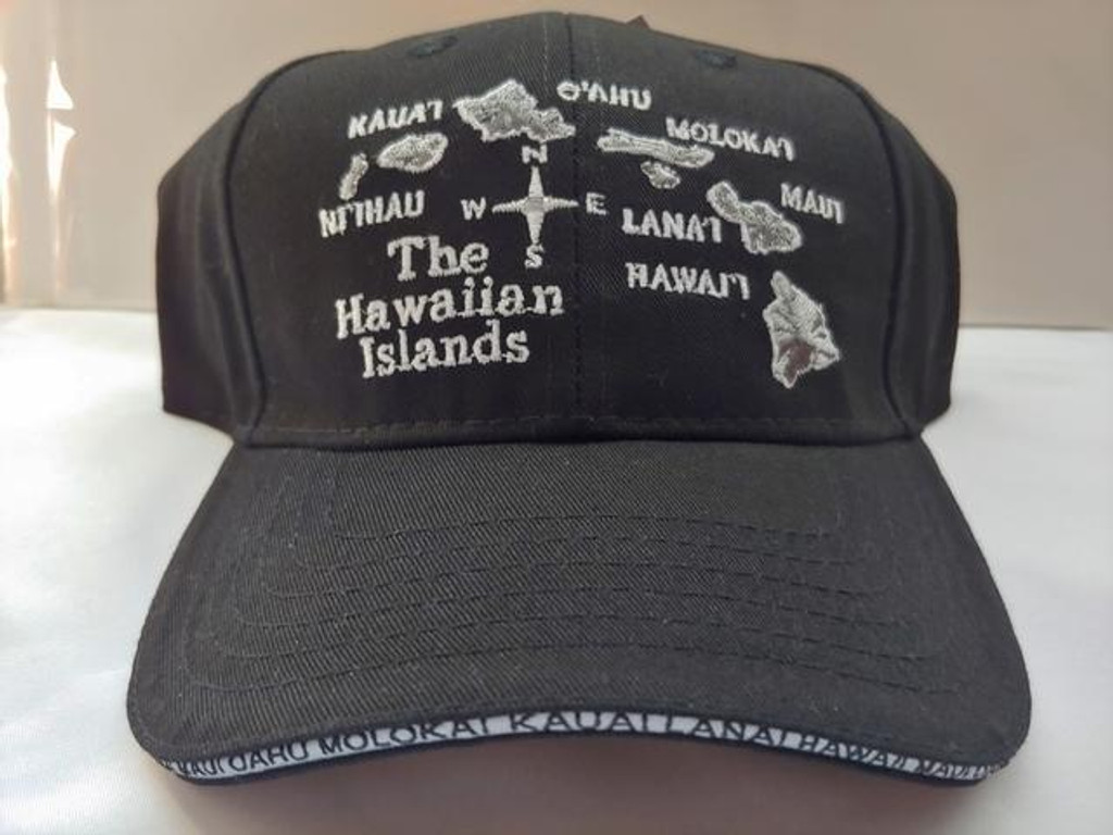 AJandW Hawaiian Islands Map Baseball Cap