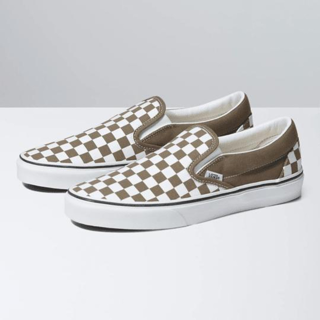 Vans Classic Slip on Shoes - Checkerboard Golden Brown