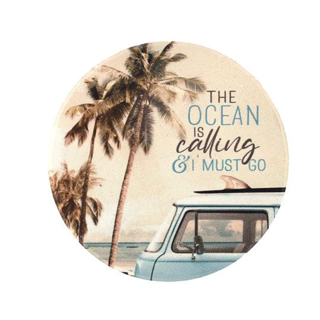 CASS The Ocean is Calling & I Must Go Car Coaster 