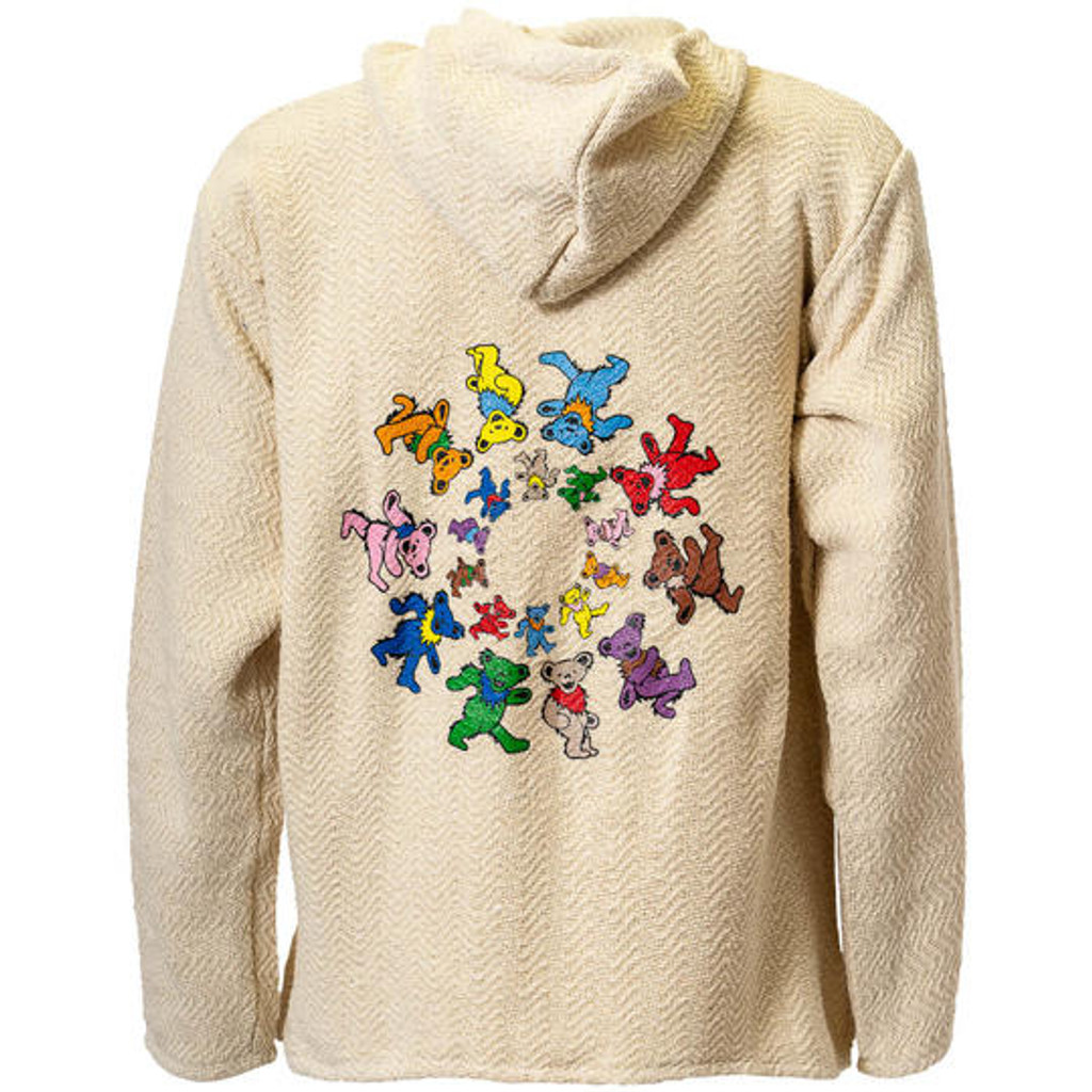 Grateful Dead Swirling Bears Natural Baja Hoodie Outerwear