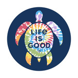 Life is Good Tie Dye Turtle 4" Circle Sticker