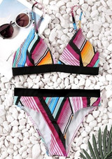 Fairy Season Colorful Striped Adjustable Strap Bikini