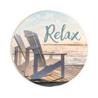 CASS Adirondack Beach Chairs "Relax" Car Coaster 