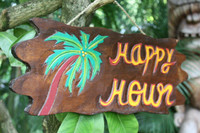 TikiMaster Driftwood Happy Hour Sign 20