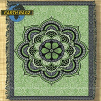 ERRI Green Mandala Tapestry Blanket