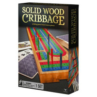 WM 3-Track Wooden Cribbage Board with Playing Cards