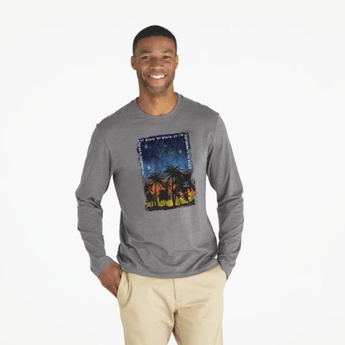 Life is Good Mens Im Just Going to the Beach Long Sleeve Cool Tee
