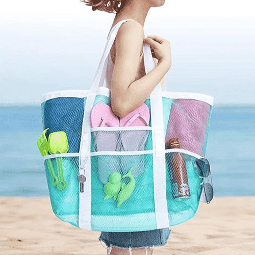 Eco Bags Sea Green Oversized Mesh Beach Bag