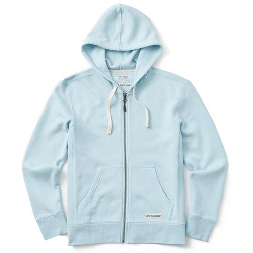 Life is Good Women's Simply Solid True Fleece Zip Hoodie (Beach Blue)