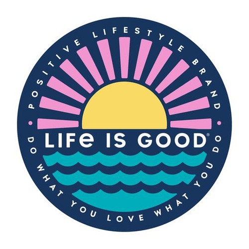 Life is Good Sunset on the Water 4" Circle Sticker