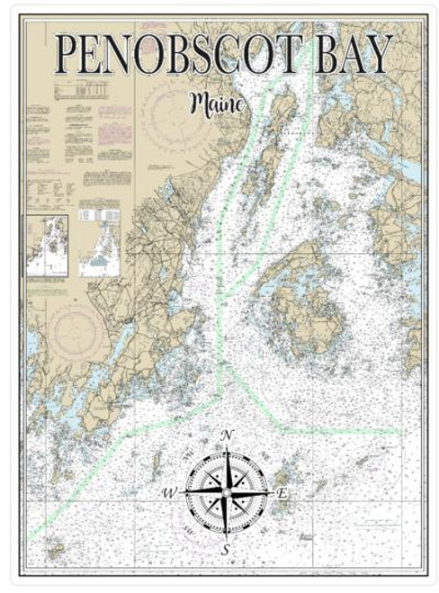 Map Mom Penobscot Bay, Maine Plank Map