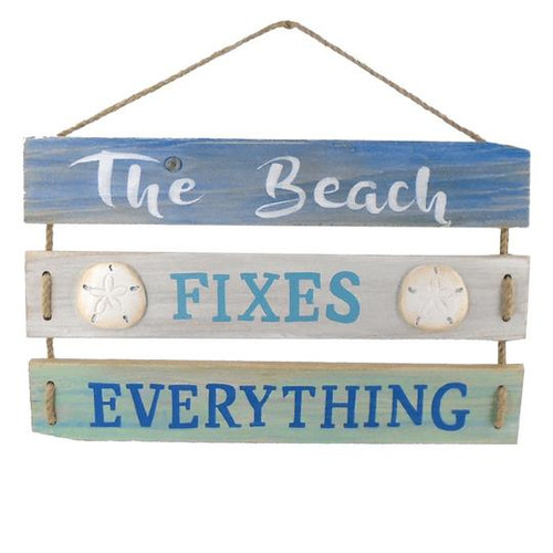CASS The Beach Fixes Everything Wood Slat Sign 