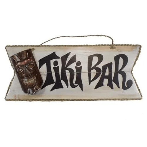CASS Tiki Bar Tiki Mask Wood Slat Sign 