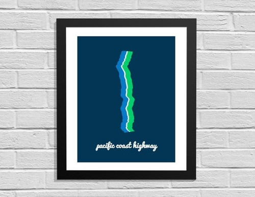 Barely Maps Pacific Coast Highway Digital Print Barely Maps Pacific Coast Highway Digital Print