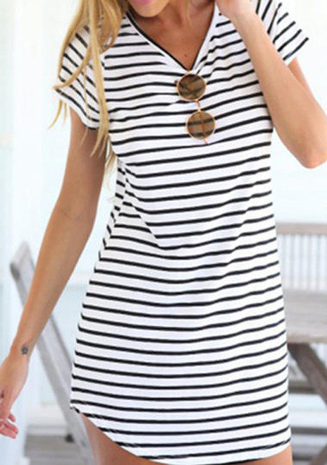 Fairy Season Blue Striped Dress