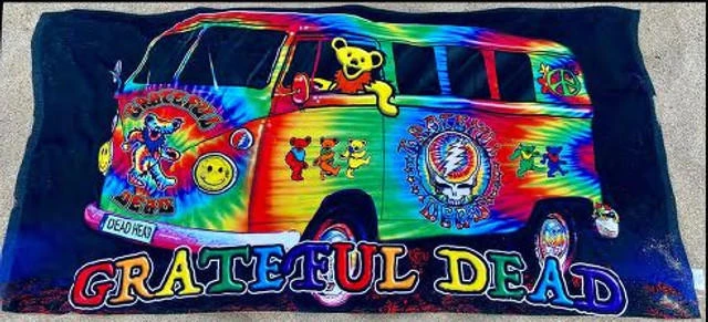 Grateful Dead Dancing Bears Tie Dye Van Beach Towel