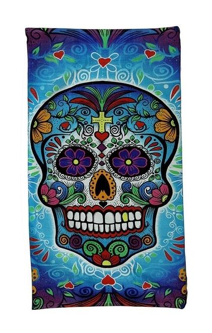 Day of the Dead Skull Glow Beach Towel > Beach Towels
