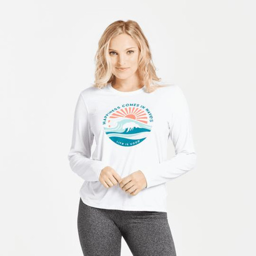Life is Good Women's Happy Waves Long Sleeve Active Tee