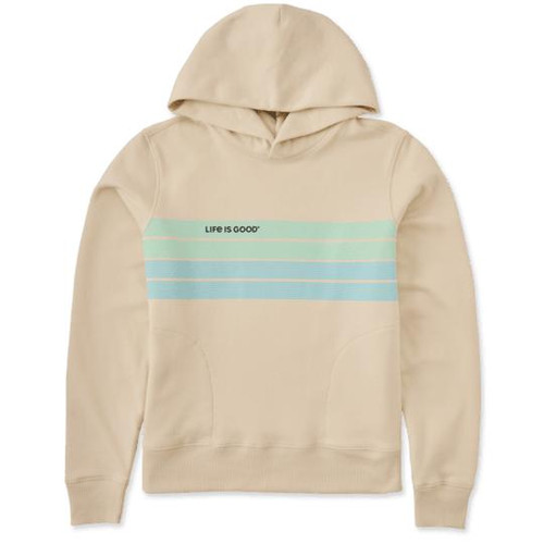 Life is Good Women's Two Wide Stripes Good Vibes Fleece Hoodie