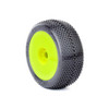 1/8 Gridiron II Soft Long Wear Pre-Mounted Tires, Yellow EVO Wheels (2): Buggy