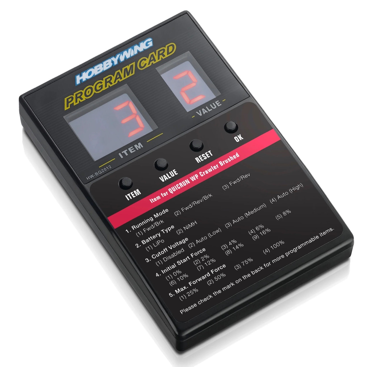 Hobbywing LED Program Card - General Use for Cars, Boats, and Air Use HWI30501003