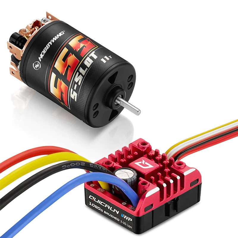 Hobbywing QuicRun 1080 G2 ESC + Brushed 555, 11T Motor Combo HWI38020351