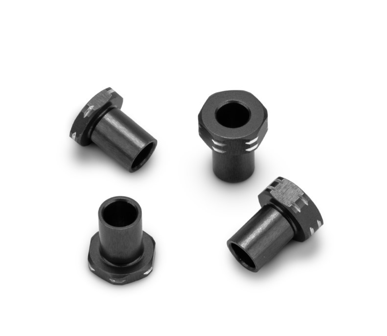 J Concepts RC10B7 Aluminum Caster Hat Bushings, 4pc, Black, JCO51862