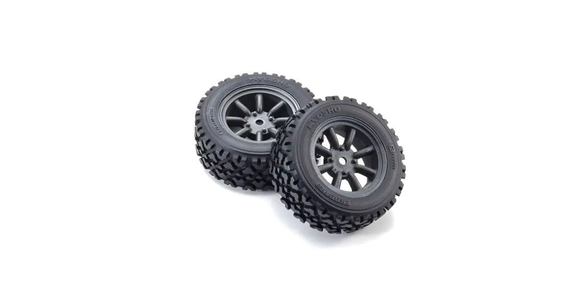Kyosho Glued Vintage Rally Tire FZ02-R (M), 8-Spoke Watanabe KYOFATH709BKM