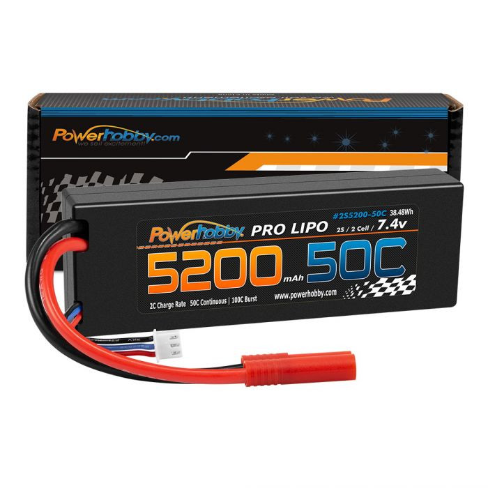 Power Hobby 2S 7.4V 5200mAh 50C LiPo Battery w/ RedCAT 4.0mm Plug PHB2S520050C4MM